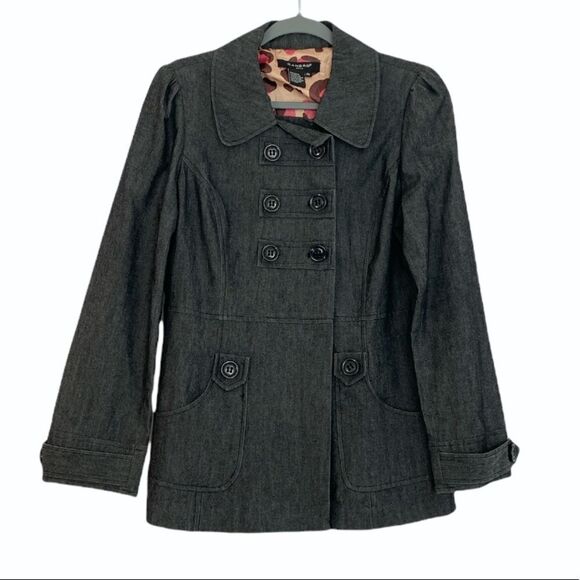 Sandro Double Breasted Peacoat In Grey - Picture 1 of 11